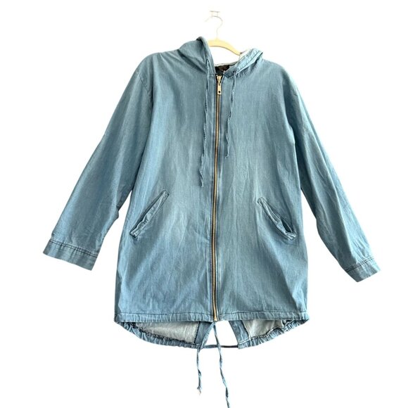 My Still Life Jackets & Blazers - NWT My Still Life Hooded Denim Full Zip Jacket Women's Large Light Wash Blue